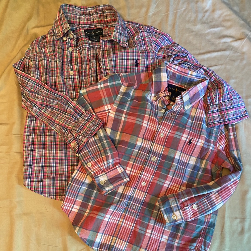 (2) Ralph Lauren (4T) button up long sleeve shirts